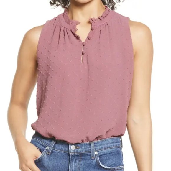 Gibsonlook Woven Dot Tank in Berry - Picture 1 of 10